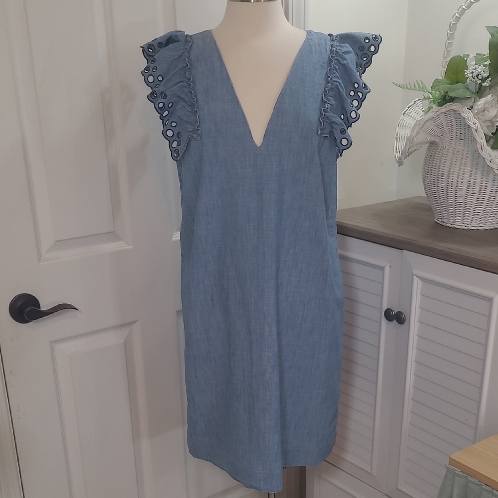 J. Crew Light Blue Chambray Dress Size 16